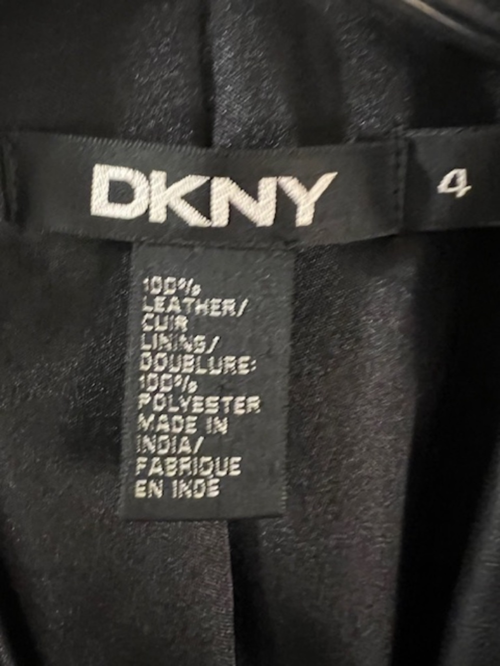 VINTAGE 1990s/Y2K DKNY Women's 100% Genuine Leather Blazer - Black (4) - Picture 3 of 3